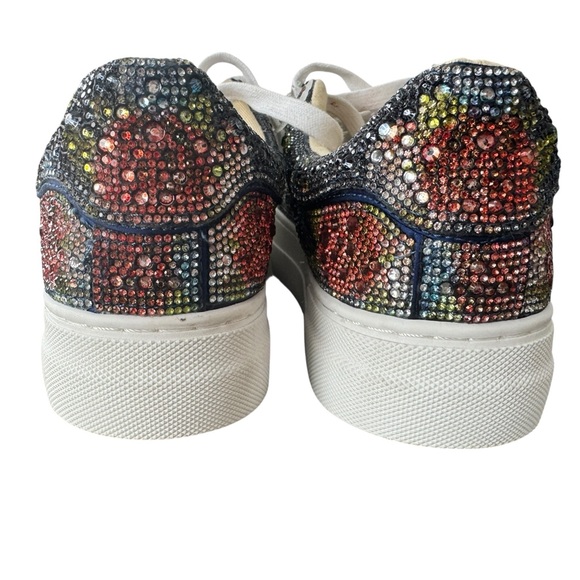 Betsey Johnson "Sidny" Rhinestone Platform Sneakers – Navy Floral Size 7 - Picture 4 of 5